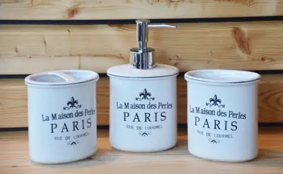Badset Paris Keramik Weiß 3-teilig von Clayre & Eef