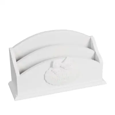 Briefbox Landhausstil Weiß mit 2 Fächern 26 × 15 × 9 cm – Clayre & Eef