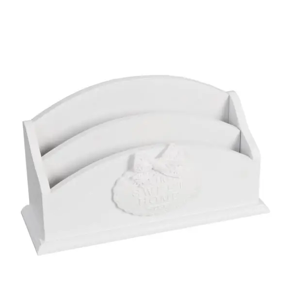 Briefbox Landhausstil Weiß mit 2 Fächern 26 × 15 × 9 cm – Clayre & Eef