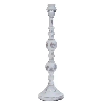 Tischlampe Shabby Landhaus aus Holz Natur/Weiß 47 cm – Clayre & Eef