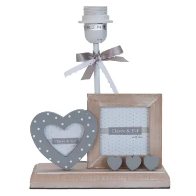 Tischlampe mit Bilderrahmen Herz Holz Clayre & Eef 29 × 22 × 9 cm