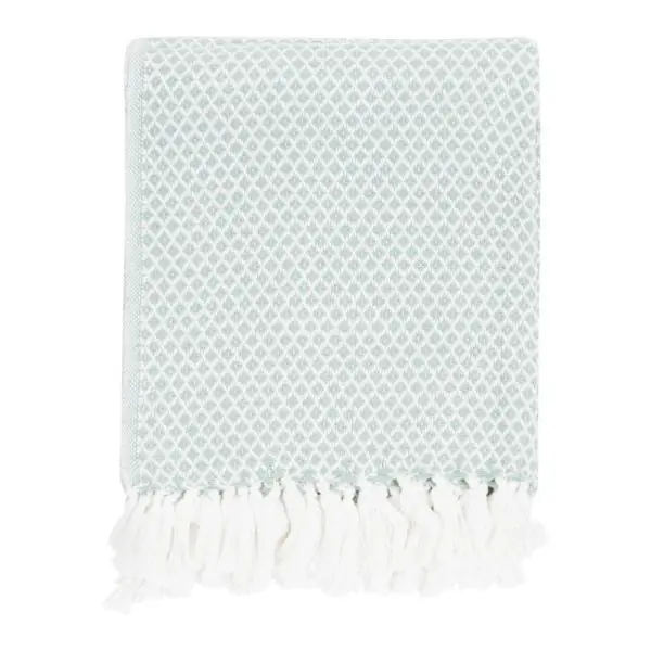 2LIF Wolldecke „Small Diamond Weave Harbour“ Baumwolle 130 × 170 cm