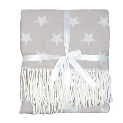 Kuscheldecke mit Sternen Natur 150 × 130 cm – Clayre & Eef