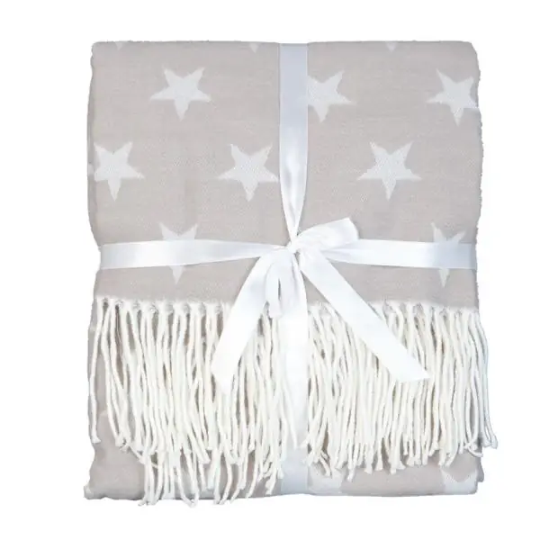 Kuscheldecke mit Sternen Natur 150 × 130 cm – Clayre & Eef