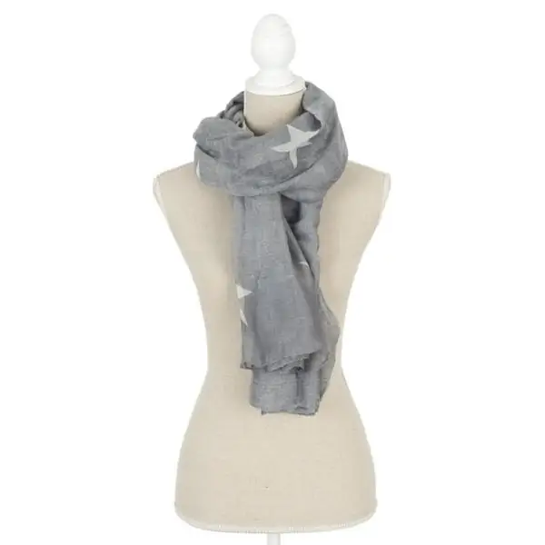 Schal mit Sternen Grau 90 × 180 cm – Clayre & Eef