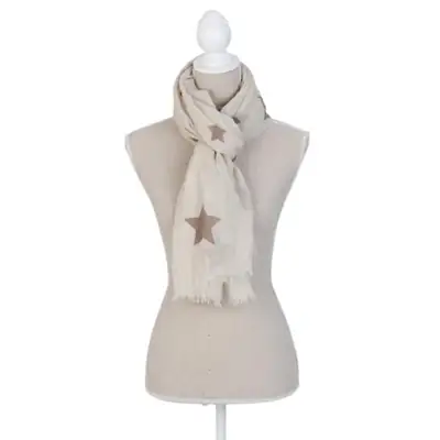 Schal mit Sternen Beige mehrfarbig aus Viskose 85 × 180 cm – Clayre & Eef