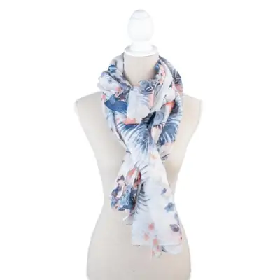 Schal Blau bunt aus Viskose 90 × 180 cm – Clayre & Eef